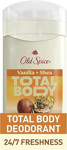 Old Spice Whole Body Deodorant Stick for Men, Aluminum Free, Vanilla + Shea Scent, 24/7 Odor Protection, 24/7 Lasting Freshness, Dermatologist Tested, Gentle on Skin, Safe to Use All Over, 3.0 oz