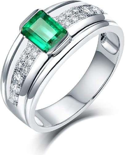 14K Yellow White Gold Natural Men's Emerald Sapphire Ruby Tanzanite Ring Engagement Wedding for Men Promotion