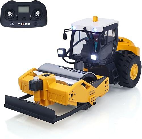 TOUCAN RC HOBBY 1/50 RC Road Roller RTR Mini Electric Remote Control Construction Vehicle Metal Blade Finished Model Lights Sounds Effect