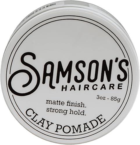 SAMSON'S HAIRCARE Lightweight, Medium Hold, No-Shine, Water-Based Clay Pomade - Nourishes and Holds Hair, 3 oz.