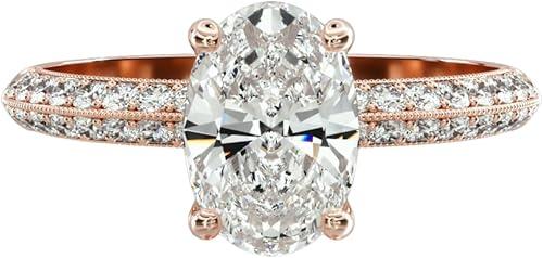 1-5 CT Moissanite Engagement Ring Colorless VVS1 10K 14K 18K Solid Gold & 925 Sterling Silver French four prong Moissanite Ring Christmas Gift For Women