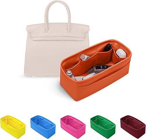 Bag Organizer Insert, Silky-Soft Lightweight Design, Multi-Pocket, Keeps Bag Organized & Protects Interior, Fits Birkin 30, Ideal for Travel & Daily Use(Orange, BK30 Retourne)