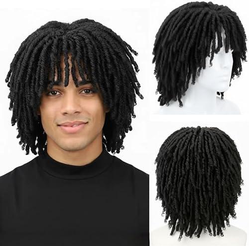 Dreadlocks Wig for Men - Natural Black, 6'' Short Braided Synthetic Hair Realistic Twist for Party Halloween Daily Roleplay