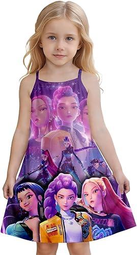 K Pop Dress for Girls Cartoon Graphic A-Line Dresses Birthday Casual Kpop Dress