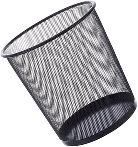Mesh Trash Can for Office and Home, Medium Black Rust-Resistant Iron Wire Wastebasket, Household Floor Trash Bucket Storage Basket