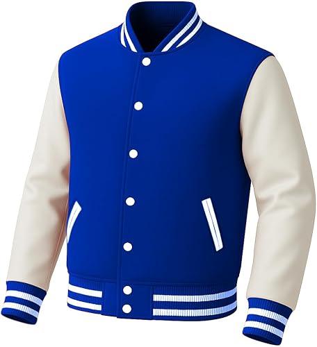 Deckra Men's Fashion Varsity Jacket Casual Regular Fit Letterman Baseball Bomber Jackets Fleece