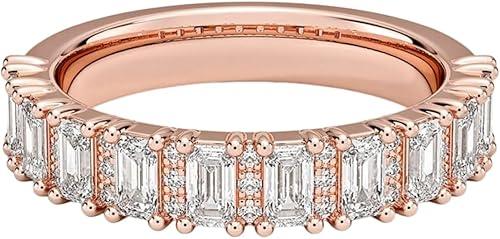 Moissanite Wedding Band for Women, Stackable Ring, VVS1-VVS2 Colorless Moissanite Promise Anniversary Ring, Handmade in 10K/14K/18K Solid Gold or 925 Silver