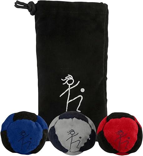 3 Pack Professional Sand Filled Footbag Ball Durable Dirt Footbags for Adults/Beginners Foot Juggling Sports
