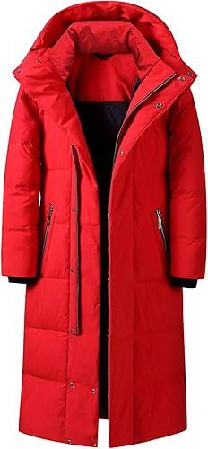 Maiyifu-GJ Men's Puffer Jacket Long Winter Parka Coats Windproof Thicken Hooded Quilted Padded Jackets Warm Outerwear