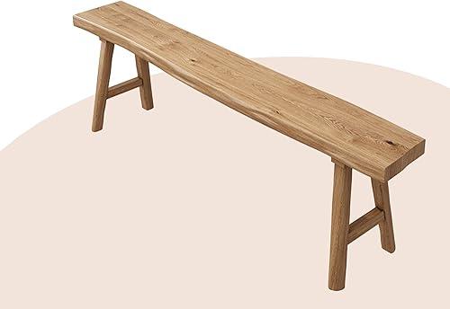 Natural Edge Farmhouse Entryway Wood Dining Bench Wooden Bedroom End of Bed Bench Indoor Decor for Entryway Living Room Kitchen Hallway(180cm(70.9in))