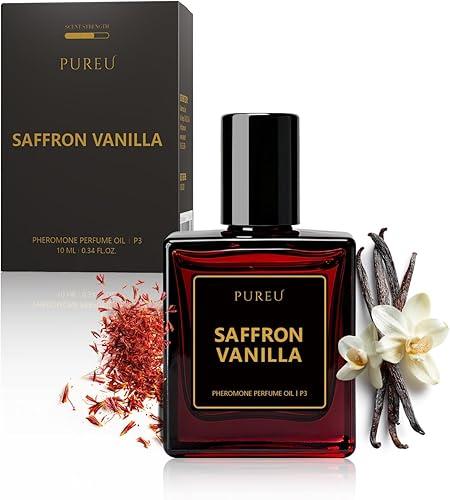 PUREU Pheromones Perfumes for Women, Saffron Vanilla Perfume Long Lasting Pheromone Perfume 0.34FL OZ/10ML Roll On Travel Size Essential Oil Fragrance Eau De Parfum, Made in USA