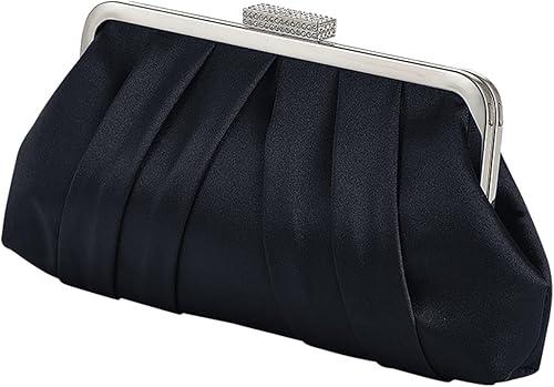 Women Elegant Pleated Clutch Bag Ruched Purse with Metal Chain, Dressy Crossbody Shoulder Bag for Weddings, Galas