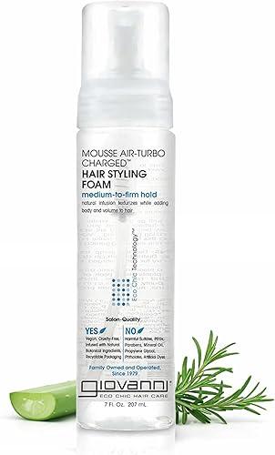 GIOVANNI Mousse Hair Styling Foam - Mousse for Curly Hair, Volumizing Hair Foam for Women & Men, Foaming, Add Texture for Curls & Wavy Hair, Defining & Enhancing - 7 Fl Oz (Pack of 1)