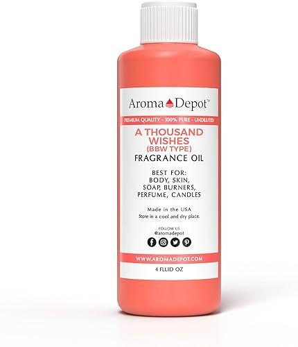 Aroma Depot A Thousand Wishes 4oz Fragrance Oil I Perfume I Skin Oil I Scented Oil. DIY Projects Such as Candles, Bath Bombs, Body Butters, Creams & Lotions. For Diffuser, Burners, or Warmers.