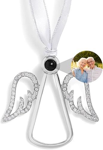 Custom Photo Ornament for Christmas Tree Personalized Decoration with Picture Inside Hanging Angel Projection Pendant 2026 New Home Decor for Xmas Party Memorial Gifts for Family
