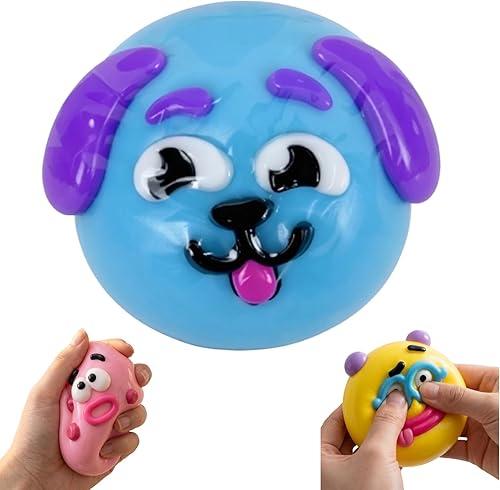 Smushers Squishy Fidget Toys Slow Rising Stress Balls Squeeze Toys Curiosities Smushers Face Stress Rebound Sensory Anxiety Relief Squishies Classic Slow Rise Party Favors Gift for Adults Kids (Blue)