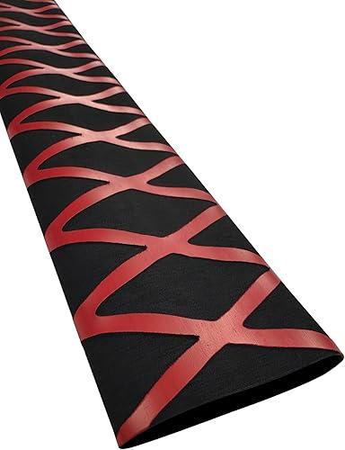 Accering 2-Tone X Pattern Heat Shrink Tubing, Non-Slip Fishing Rod Grip Wrap for Motorcycle & Billiard (φ25mm, L3.3ft, Black & Red)
