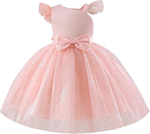 FYMNSI Baby Girl Birthday Dress Shiny Asymmetric Ruffle Tulle Tutu Dresses Princess Formal Flower Pageant Wedding Party Gown