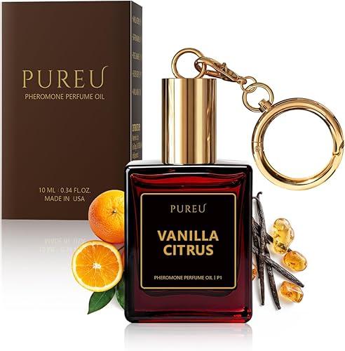 PUREU Pheromone Perfume for Women Roll On Vanilla Citrus Long Lasting Travel Size Vanilla Perfume Pheromones Oil for Women Fragrance Eau De Parfum, 0.34 Fl Oz/10ml, Made in USA