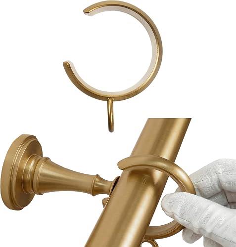 TWOPAGES 10 Pack 2" Gold C Shaped Iron Bypass Curtain Rings with Eyelets | Seamless Glide Over Center Brackets, Smooth & Silent Sliding, Heavy Duty Iron, Rust Resistant Metal, Fits Rods Up to 1.25"