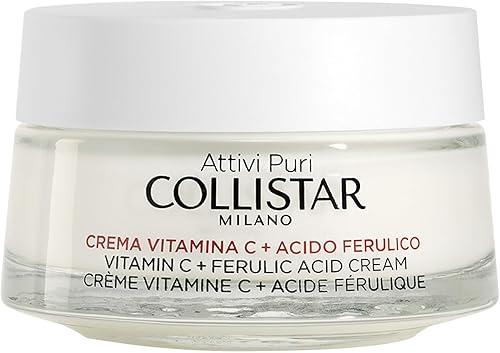 Collistar Attivi Puri Cream with Vitamin C and Ferulic Acid, Antioxidant Moisturising Face Cream for Brightening Effect, Protects Against Oxidative Stress for All Skin Types 50 ml