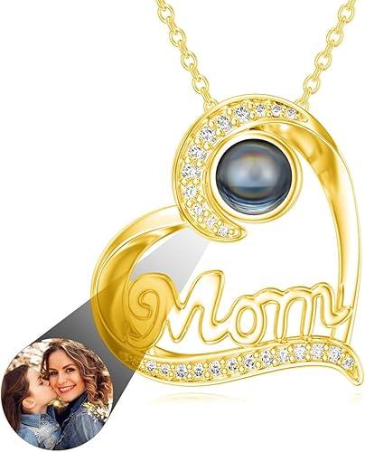 10K 14K 18K Gold Personalized Picture Necklace Projection Necklace with Photo Inside Custom Photo Pendant Necklace Mothers Day Jewelry Gift