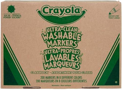 Crayola Broad Line Washable Markers - 200ct, Bulk Markers for Kids, 8 Assorted Colors, School Classroom Arts & Crafts Supplies for Teachers, Ages 3, 4, 5