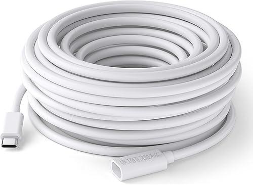30ft USB C Extension Cable for Ring Solar Panel & Camera, Waterproof Outdoor Type C Male to Female Cord Compatible with Ring Stick Up Cam, Mag-Safe Charger & Security System (White, 30FT)
