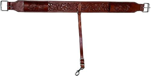 Hulara Western Carved Leather Rear Flank Back Saddle Girth Cinch Belt with Bucking Strap Comfytack |Premium Flank Cinch Belt Leather Horse Girth