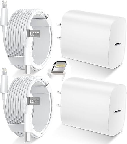 iPhone 14 13 12 11 Charger Fast Charging [MFi Certified],10FT Long Lightning Cable with 20W USB C Charger Block for iPhone 14/14 Pro Max/13/13 Pro Max/12/12 Pro Max/11/11Pro/XS/Max/XR/X,iPad,White