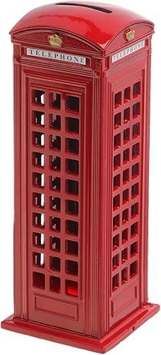 Toyvian British Vintage Telephone Booth Piggy Bank 7.08In High Capacity Coin Money Safe Box Kids Encourages Saving Habits