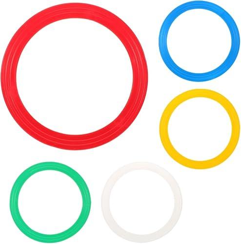 VICASKY 5pcs Precision Balanced Circus Rings - Professional Juggling Rings for Clown Performances, Acrobatic Shows, and Skill Training - Vibrant Multicolor Set (White, Red, Yellow, Blue, Green)