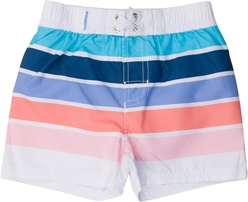 RUGGEDBUTTS Boys UPF50+ Sun Protection Striped Color Block Swim Trunks