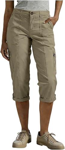 Women's Cargo Capris Pants with Side Pocket Multi-Pocket Button Down Pedal Pusher Roll Hem Outdoors Athletic Trouser