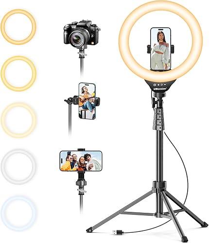UBeesize 12'' LED Ring Light with 62'' Tripod Stand, Selfie Ring Light for Video Recording, Live Streaming, TikTok & YouTube, Compatible with iPhone & Android (Black) — 11% off
