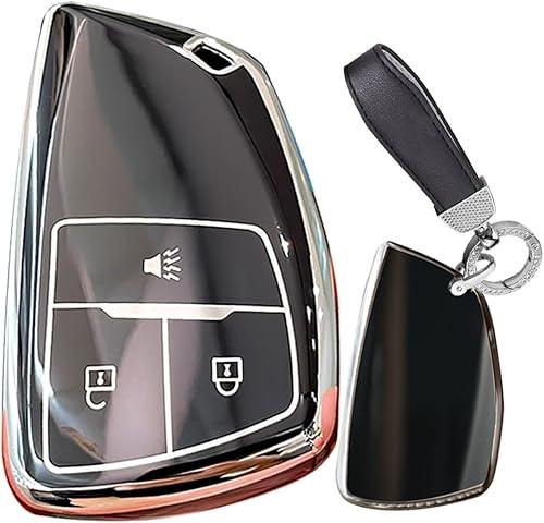 TPU Soft Key Case Cover Fit for Buick Envision Chevy Key Fob Keychain Key Shell Holder Accessories 3 Button Black