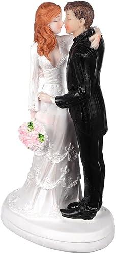 ABOOFAN 1pc Bride and Groom Wedding Cake Topper, Resin Kissing Couple Figurine Romantic Newlywed Statue for Wedding Cake Decoration, 6.8 Inch