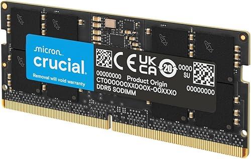 Crucial 16GB DDR5 RAM, 4800MHz CL40 Laptop Memory, SODIMM 262-Pin Module, Compatible with 12th Gen Intel Core - CT16G48C40S5