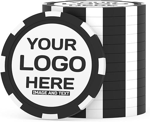 25 Custom Clay Poker Chips – 1.57in/11.5g Personalized Logo, Design, or Photo – Customized Drink Tokens, Party, Business or Corporate Events