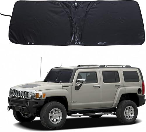 Windshield Sunshade for Hummer H3 2005-2009 Front Window Sun Shade Foldable Reflective Sun Visor Custom Sunscreen UV Blocker Privacy Protector HeatShield Keeps Your Vehicle Cool (Black1)