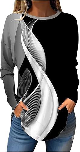 Casual Tops for Women Long Sleeve Sweater Sports Fan Vintage Floral Round Neck Sweatshirt Soft Workout Pullover