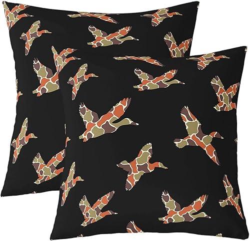 Erosebridal Duck Hunting Throw Pillow Covers 20x20 Set of 2 Green Camo Mallard Duck Pillow Covers Rustic Camouflage Hunting Cushion Cover Camo Country Pillow Cases for Couch Sofa