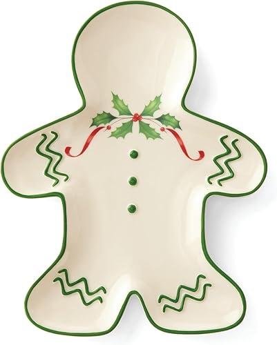 Lenox Dinnerware Set, Holiday Gingerbread Man Accent Plate, Service for 1, 8 Inch Porcelain Plate Perfect for Christmas Hosting, Dishwasher Safe, Christmas Decor, Gingerbread Man (Multicolor, 1 Piece)