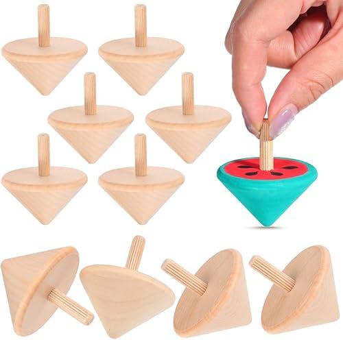 NUOBESTY 12Pcs Wood Spinning Tops, DIY Blank Painting Gyroscope Toy for Kids Art Crafts, Unfinished Hand Painted Spin Top Bulk for Classroom, Party Favors, Kindergarten Education