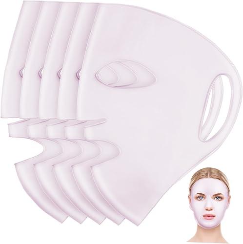5 Pcs Reusable Soft Silicone Face Mask Covers Moisturizing Facial Mask Holders for Skin Care Prevent Evaporation for Beauty and Salon Use
