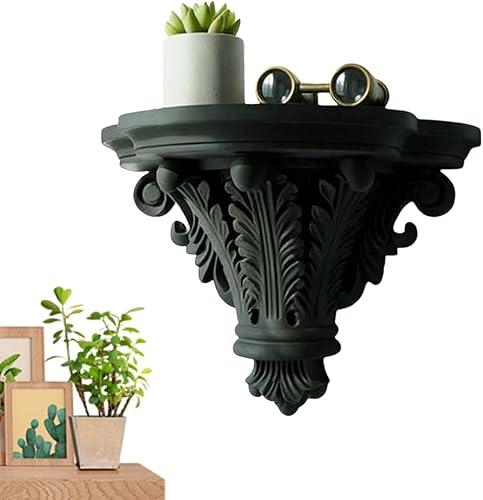 Floating Wall Shelves, Gothic Corner Storage Rack, Wall Mount Display with Decorative Frame, Wooden, Corner Storage Organizer with Gothic Design, Display for Living Bedroom