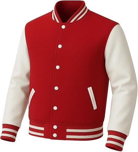 Deckra Men's Fashion Varsity Jacket Casual Regular Fit Letterman Baseball Bomber Jackets Fleece