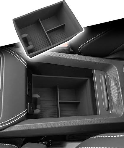 for 2025 2026 Ford Mustang Mach E Center Console Lower Storage Tray – Silicone Bottom Organizer Insert for Armrest Compartment – 2025 2026 Mache Facelift Models Interior Accessories
