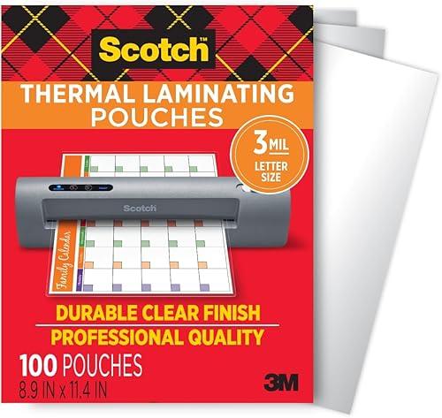 Scotch Thermal Laminating Pouches, for Use with Thermal Laminators, 8.9 x 11.4 Inches, Letter Size Sheets, 100-Pack — 43% off