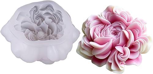 Ranunculus Flower Silicone Mold, 3D Peony Floral Fondant Molds for Cake Decorating, Food Grade Chocolate Candy Polymer Clay Resin Mold for Wedding Birthday Party DIY Baking Tools